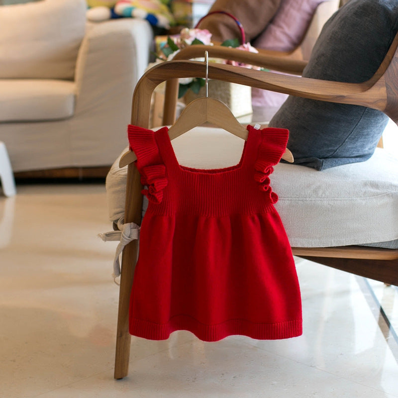 Children's Clothing Kids' Sweater Girls' Sundress Solid Color