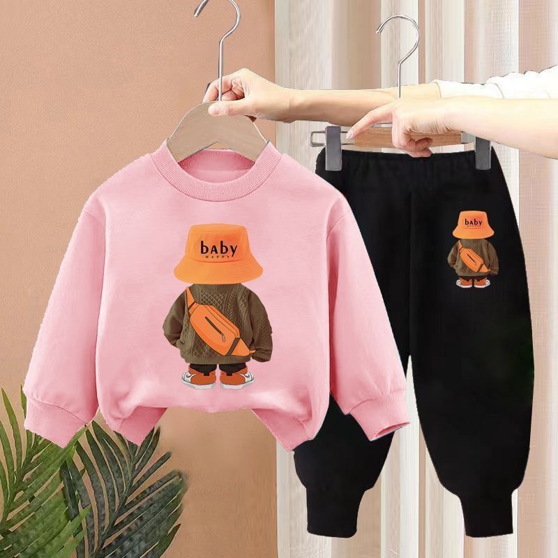Boys Spring New Children's Autumn Leisure Sports Sweater Medium And Small Two-piece Suit Fashion