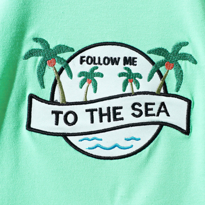 Cute Casual Sports Wind Beach Style Embroidery T-shirt Shorts Set