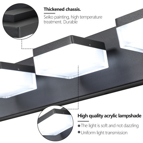 Modern 6 Lights Black LED Makeup Mirror Fixtures For Bathroom And Vanity Unavailable Platforms- Temu