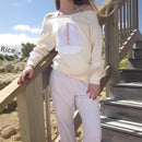 Women's Patch Off-shoulder Two-way Pullover Sweater