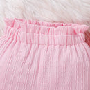 3 Piece Set Ribbed Frill Long Sleeve Romper And Pants Suit With Headscarf