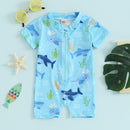 Short Sleeve One-piece Boy Swimsuit