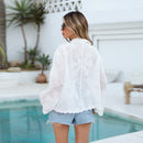 Cardigan de plage en dentelle à manches longues pour femme