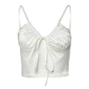 Women's Solid Color V-neck Brace Backless Slim Fit Navel Vest