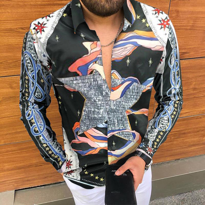 Bedrucktes Langarmhemd im Slim Fit für Herren