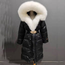 Extended Black Golden Lock Warm Real Fox Fur Big Fur Collar Duck Down Down Jacket
