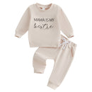 Fashion Children Letter Print Sweatshirt Suit