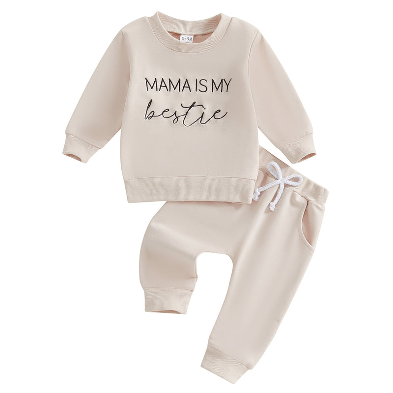 Fashion Children Letter Print Sweatshirt Suit
