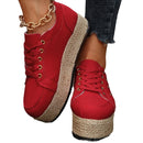 New European And American Cloth Rubber Cloth Lace Loop Round Toe Shoes