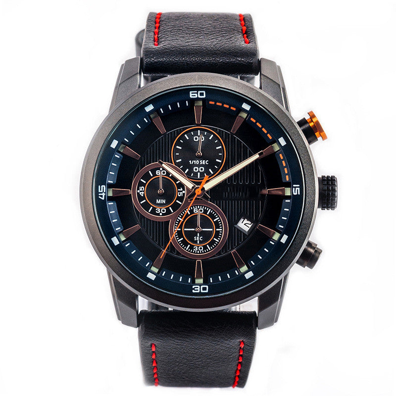 Multifunctional Leather Sports Quartz Watch