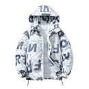 Dicker, baumwollgefütterter Mantel im Hong Kong-Stil mit Buchstaben im Unisex-Stil für Herren