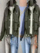 Single-breasted Zipper Short Casual Long Sleeve Coat