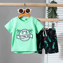 Cute Casual Sports Wind Beach Style Embroidery T-shirt Shorts Set