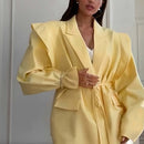 Thin Lace-up Loose All-matching V-neck Coat Women