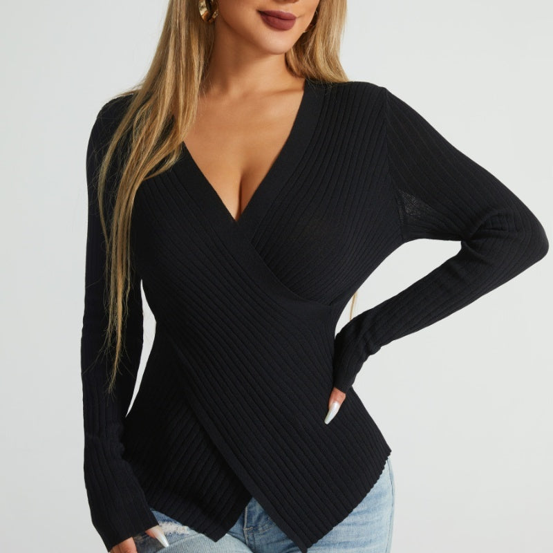 Neu Unregelmäßigen Kreuz Pullover Frauen Chic Top Pullover