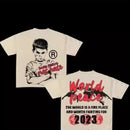 Retro Lockeres Kurzarm-Baumwolltop mit Rundhalsausschnitt Gothic