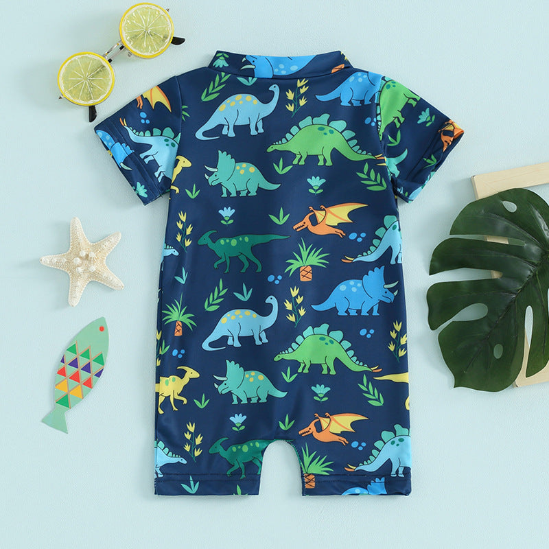 Short Sleeve One-piece Boy Swimsuit