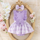 Girls' Two-color Lace Sleeve Baby's Gown