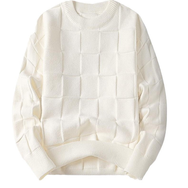 Frühling und Herbst Dreidimensionaler Runder Pullover Herren