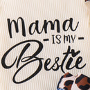 Children Suit Sunken Stripe Letter Jacket Leopard Patch Denim Skirt