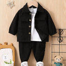 Long Sleeve Solid Color Coat Trousers Suit