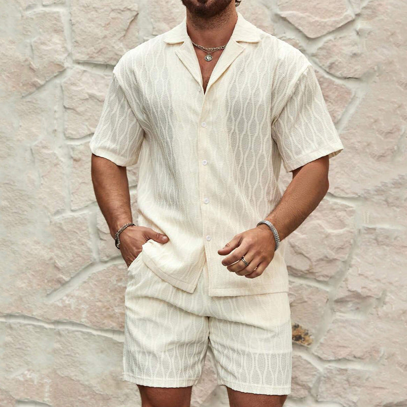 Männer Trainingsanzüge Sommermode Solide Lose Beiläufige Zwei Stücke Revers Button Shirt Shorts Strand Urlaub Alle-spiel Outfits Männlich