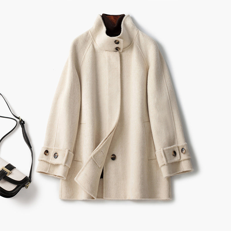 Double-sided Cashmere Women's Mid-length Waist Slimming Woolen Coat