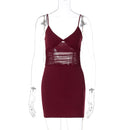 Women's Clothing V-neck Strap Mesh Hollow Dress