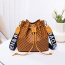 Printed Bucket Bag PU Multi Layer Soft Leather Women's Fashion Simple Shoulder Bag Fashion Women's Crossbody Bag