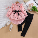 Girls' Fashion Long Shirt Including Belt Leggings Suit