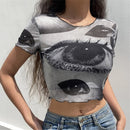 European And American Retro Printed Foreign Trade T-shirt Cute Solid Color