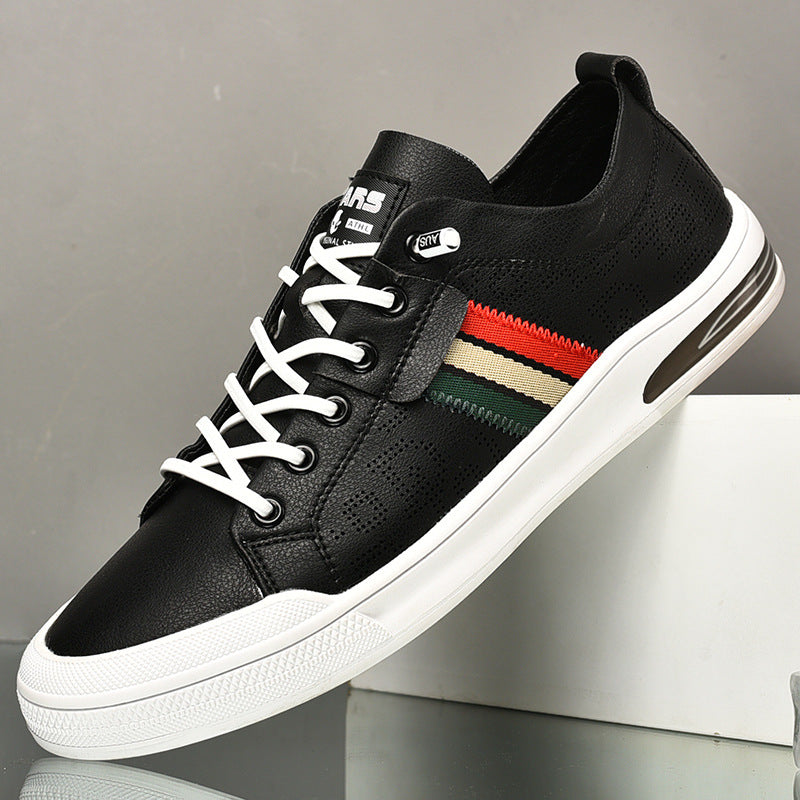 Men's Casual Leather Shoes Versatile Leather Board Shoes Thin Style Breathable