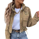 Single-breasted Zipper Short Casual Long Sleeve Coat