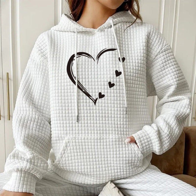 Autumn And Winter Women's New Hooded Long Sleeve Heart-shaped Sweater