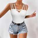 Summer Sleeveless Women's Solid Color Jacquard Camisole Pullover With Hollowed Out Top