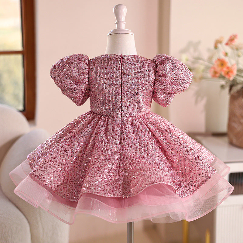 Girls Dress Sequined Short Puffy Tulle Skirt