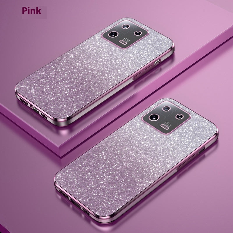 Coque de téléphone Xiaomi 146D à paillettes dégradées, galvanoplastie, 13 trous fins
