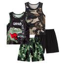 Printed Vest Suit Boys And Girls Casual Handsome Sets