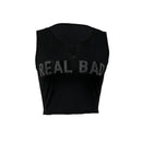 Ladies' Fashionable Rhinestone Letter Decoration Sexy Top Basic Versatile Vest