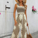 Women's Vacation Casual Sleeveless Printed Wide Leg Jumpsuit
