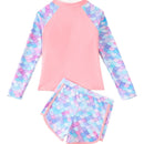 Split Boxer Long Sleeve Zipper Swimsuit With Chest Pad