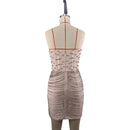 High Quality Fashion Off-the-shoulder Diamond Trim Slim Chain Tight Mini Dress Women