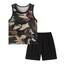 Printed Vest Suit Boys And Girls Casual Handsome Sets