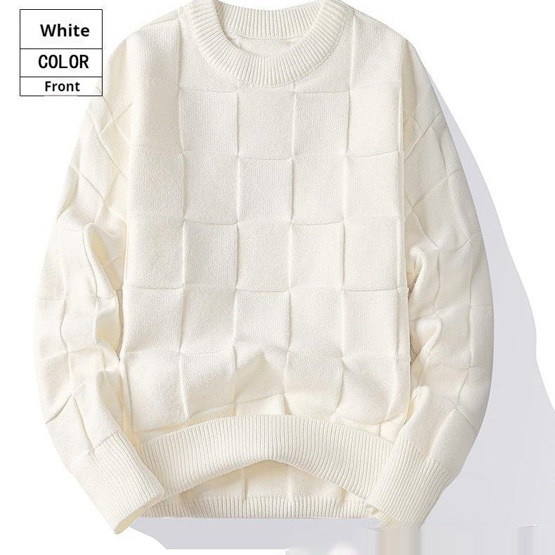 Frühling und Herbst Dreidimensionaler Runder Pullover Herren