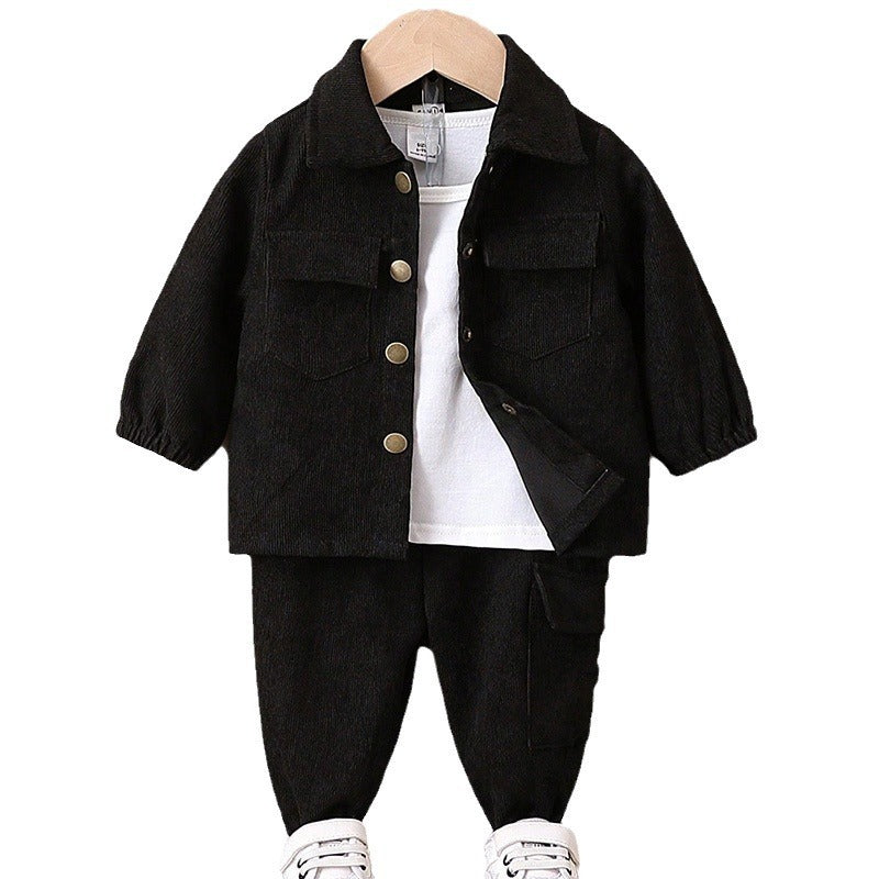 Long Sleeve Solid Color Coat Trousers Suit