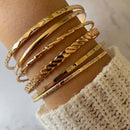 Bohemian Metal Chain Bracelet Set For Women Geometric Gold Color Thick Link Chain  Bangle Female Fashion Jewelry