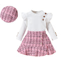 Sunken Stripe Long Sleeve Flying Sleeve Top Plaid Fishtail Skirt Hat Trendy Girl Suit