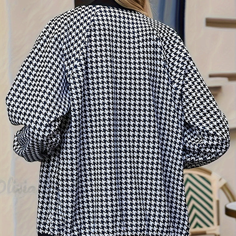 Ladies' Fashionable And Casual Qianniao Grid Autumn And Winter Long Sleeved Jacket