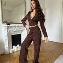 European And American Leisure Women's Suit Solid Color Long Sleeve